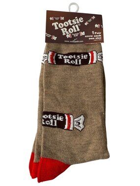 Tootsie Roll Candy Crew Socks Men’s Brown Red Fun Novelty Graphic Gift One Size